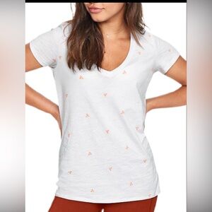 Victorias Secret PINK Perfect V-Neck Short Sleeve Pizza Tee T-Shirt White Small